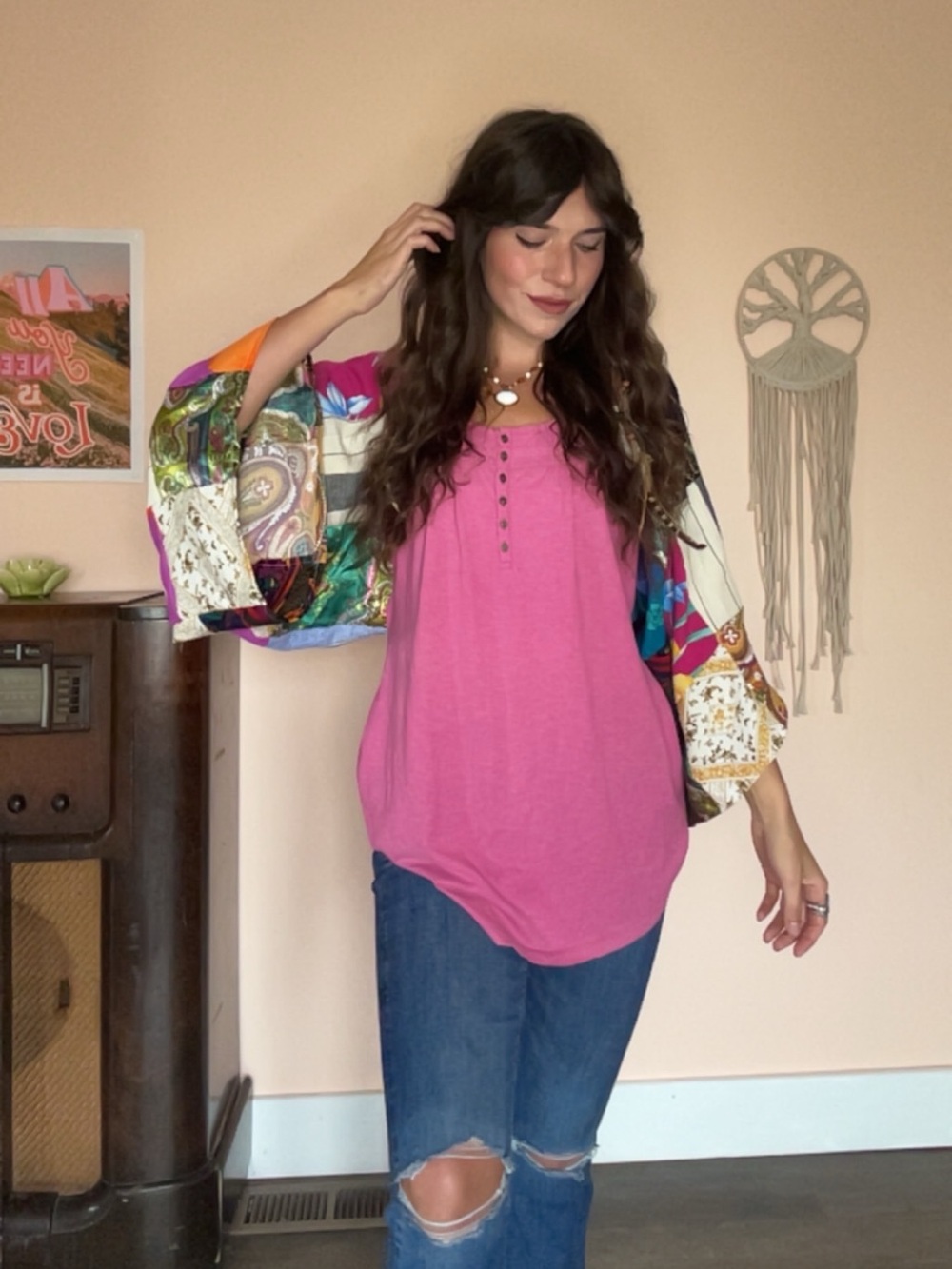 Upcycled Henley Patchwork Top